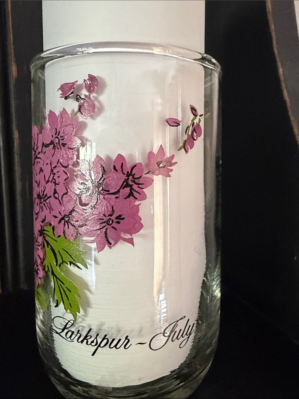 Brockway Flower of the Month Juice Tumbler Drinking Glass - July Purple Larkspur